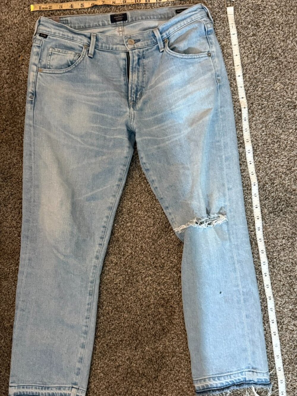 Citizens of Humanity Emerson Crop Slim Boyfriend Jeans Distressed 27 W31
